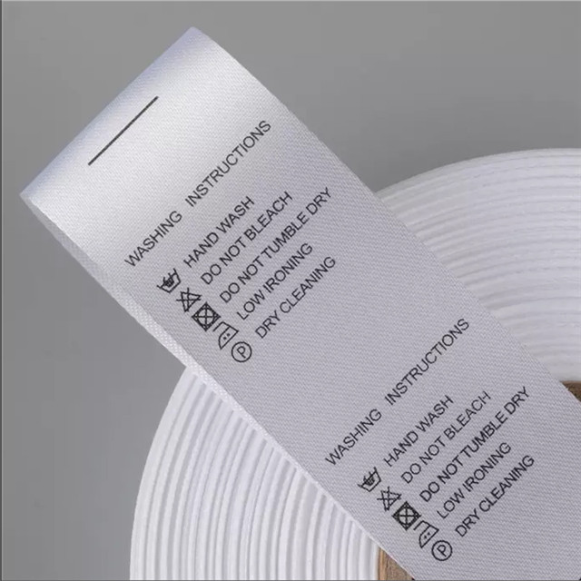 Custom Logo Garment care Label 100% Polyester Printed Satin Ribbon Wash Care Contents Labels