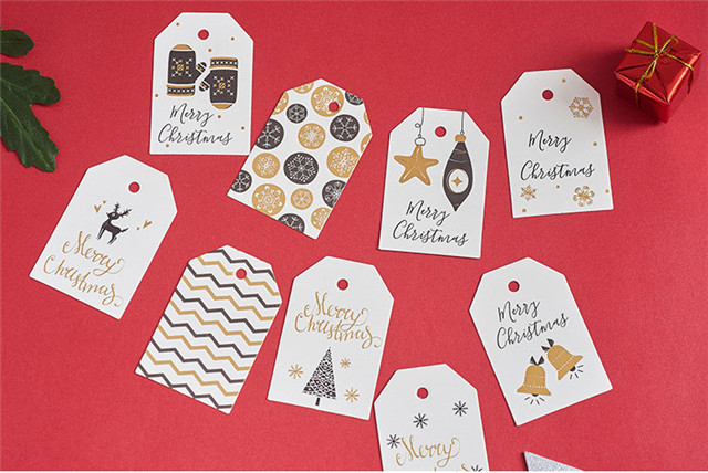 New Style Gold Stamping Hangtags Merry Christmas Creative DIY Bookmark Card
