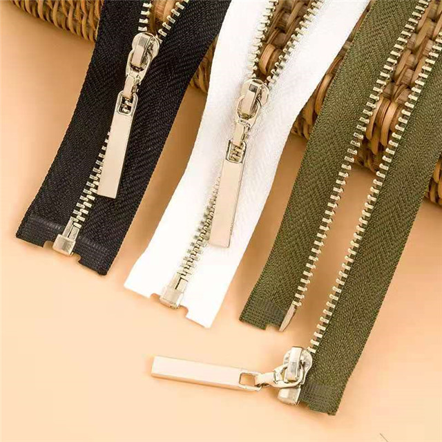  Custom Gold Silver Rose Gold Brass Metal Zipper Copper Metal Teeth Zipper for Leather Jacket Coat Bag Clothing 
